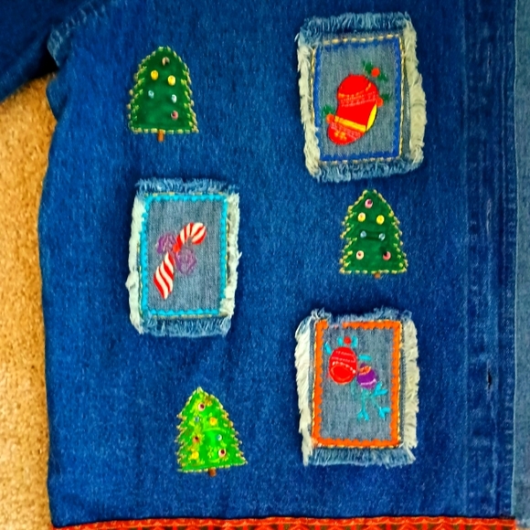 CHRISTMAS VINTAGE DENIM  JACKET, XL - Picture 5 of 13